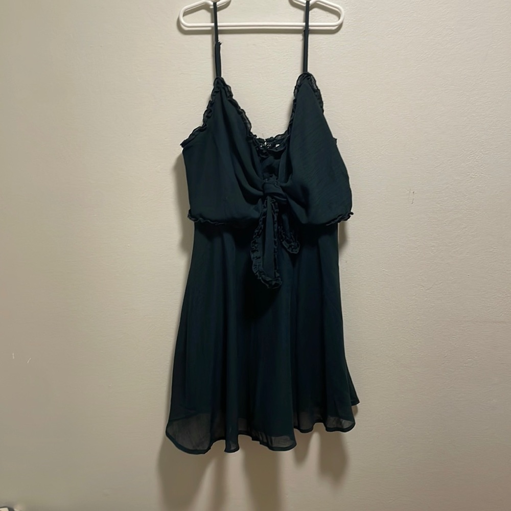 dark green bow tied mini dress